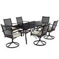 CLIHOME 8-Piece Outdoor Dining Set,Square Table With Sunshade Umbrella Hole & 360 Swivel Chairs Patio Set