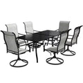 CLIHOME 8-Piece Patio Dining Set,Convertible Square Table built-in Umbrella Hole & 360 Swivel Chairs Outdoor Set