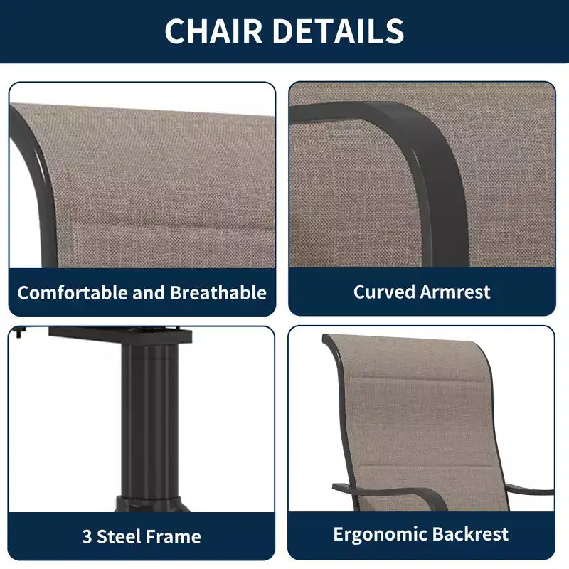Set da pranzo da esterno CLIHOME 8 pezzi, tavolo quadrato convertibile con foro per ombrellone integrato e sedie girevoli a 360°