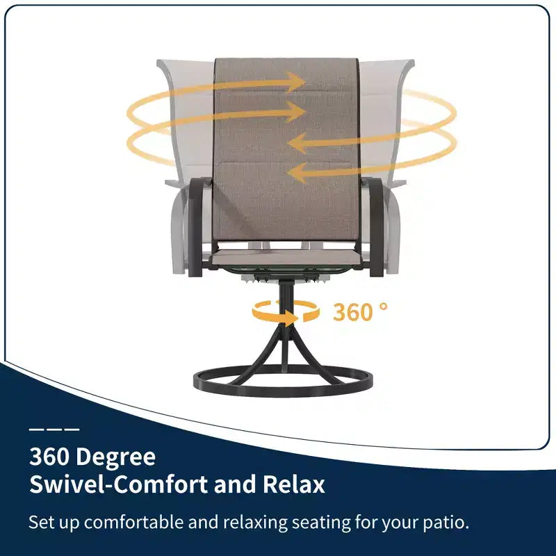 Set da pranzo da esterno CLIHOME 8 pezzi, tavolo quadrato convertibile con foro per ombrellone integrato e sedie girevoli a 360°