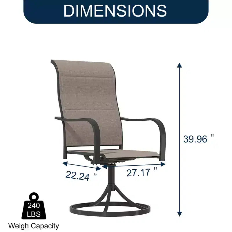 Set da pranzo da esterno CLIHOME 8 pezzi, tavolo quadrato convertibile con foro per ombrellone integrato e sedie girevoli a 360°