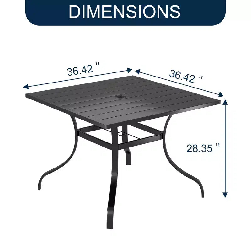 Set da pranzo da esterno CLIHOME 8 pezzi, tavolo quadrato convertibile con foro per ombrellone integrato e sedie girevoli a 360°