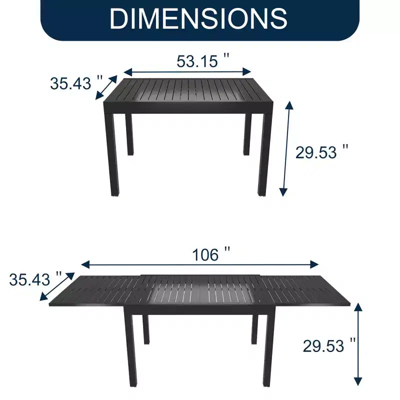 CLIHOME Set da pranzo da esterno 9 pezzi, tavolo allungabile e sedie girevoli a 360°