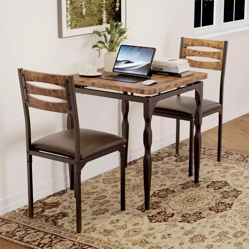 Set da Pranzo 3 Pezzi, Set Tavolo da Pranzo per 2 Persone, Gambe del Tavolo a Spirale, Stile Industriale, per Piccoli Spazi, Cucina, Appartamento