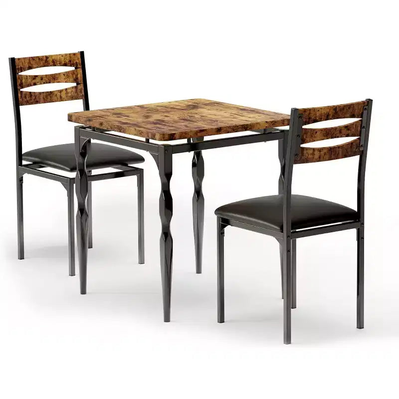 Set da Pranzo 3 Pezzi, Set Tavolo da Pranzo per 2 Persone, Gambe del Tavolo a Spirale, Stile Industriale, per Piccoli Spazi, Cucina, Appartamento