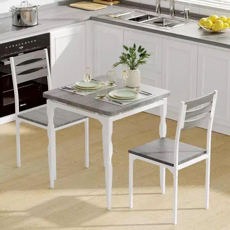 Set da Pranzo 3 Pezzi, Set Tavolo da Pranzo per 2 Persone, Gambe del Tavolo a Spirale, Stile Industriale, per Piccoli Spazi, Cucina, Appartamento