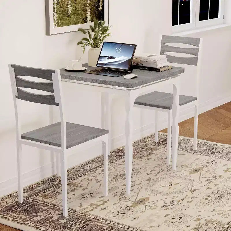 Set da Pranzo 3 Pezzi, Set Tavolo da Pranzo per 2 Persone, Gambe del Tavolo a Spirale, Stile Industriale, per Piccoli Spazi, Cucina, Appartamento