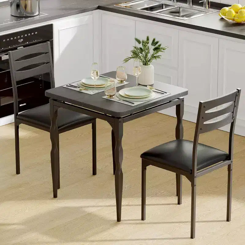Set da Pranzo 3 Pezzi, Set Tavolo da Pranzo per 2 Persone, Gambe del Tavolo a Spirale, Stile Industriale, per Piccoli Spazi, Cucina, Appartamento