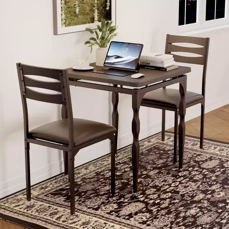 Set da Pranzo 3 Pezzi, Set Tavolo da Pranzo per 2 Persone, Gambe del Tavolo a Spirale, Stile Industriale, per Piccoli Spazi, Cucina, Appartamento