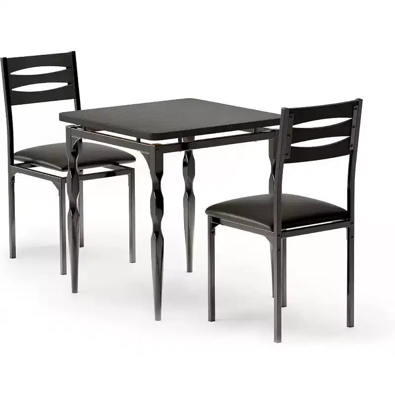 Set da Pranzo 3 Pezzi, Set Tavolo da Pranzo per 2 Persone, Gambe del Tavolo a Spirale, Stile Industriale, per Piccoli Spazi, Cucina, Appartamento