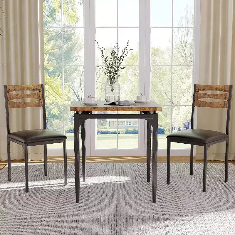 Set da Pranzo 3 Pezzi, Set Tavolo da Pranzo per 2 Persone, Gambe del Tavolo a Spirale, Stile Industriale, per Piccoli Spazi, Cucina, Appartamento