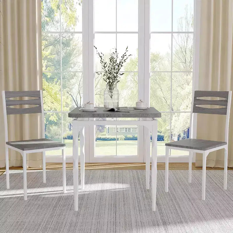 Set da Pranzo 3 Pezzi, Set Tavolo da Pranzo per 2 Persone, Gambe del Tavolo a Spirale, Stile Industriale, per Piccoli Spazi, Cucina, Appartamento