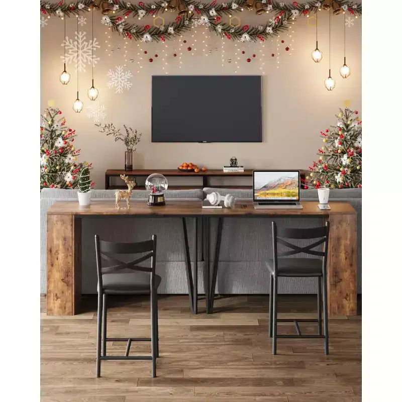 Set di 3 Pezzi Tavolo da Bar per 2, Set Tavolo e Sedie da Bar con Estensione a Ribalta, Set Tavolo da Pranzo con Ripiani Contenitore