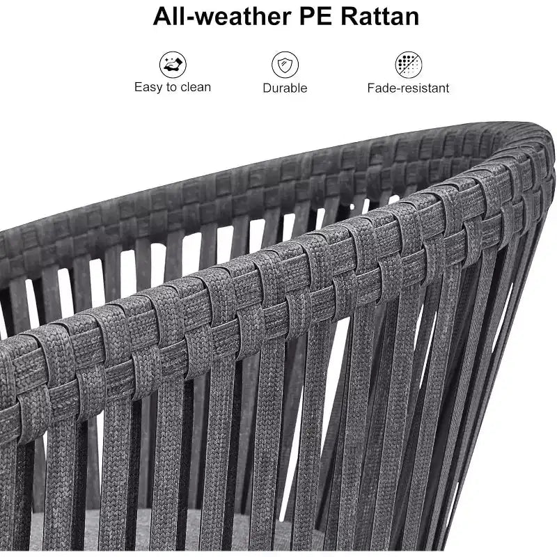 Set da pranzo per esterni PURPLE LEAF con tavolo da pranzo in alluminio per patio e sedie in vimini e rattan, mobili moderni con cuscini per il cortile