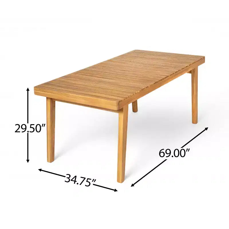 Christopher Knight Home Caitlyn Set da Pranzo Rustico da Esterno 7 Pezzi in Legno di Acacia con Cuscini