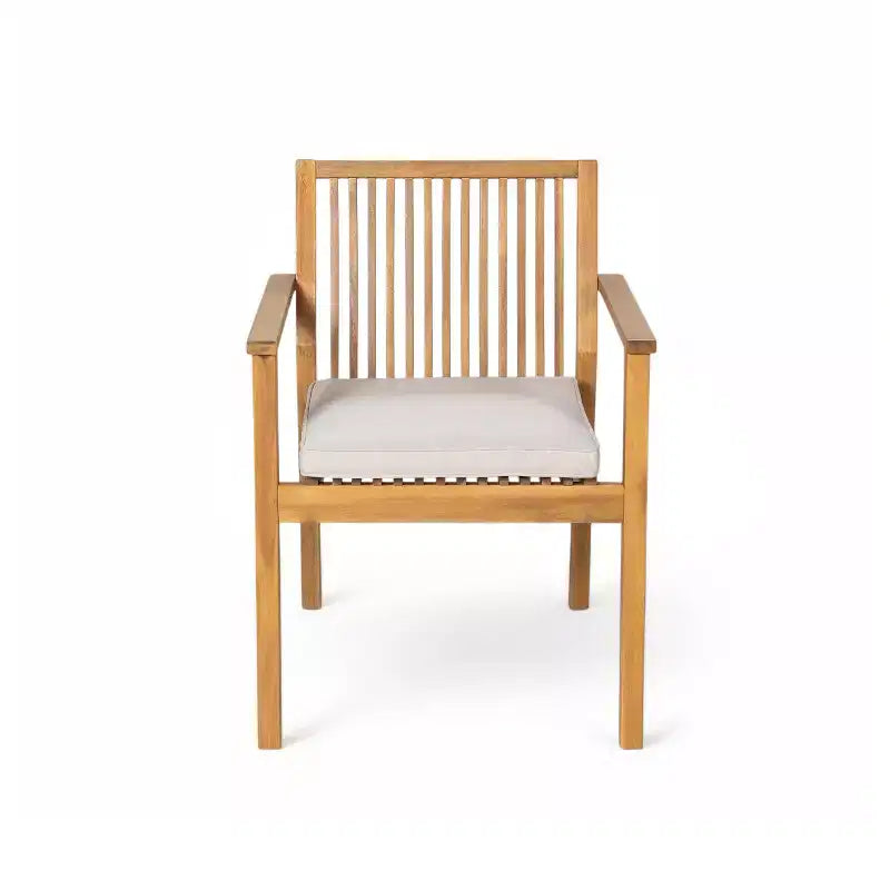 Christopher Knight Home Caitlyn Set da Pranzo Rustico da Esterno 7 Pezzi in Legno di Acacia con Cuscini