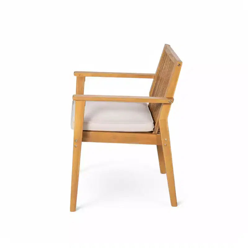 Christopher Knight Home Caitlyn Set da Pranzo Rustico da Esterno 7 Pezzi in Legno di Acacia con Cuscini