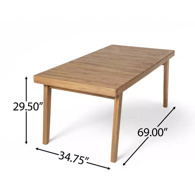 Christopher Knight Home Caitlyn Set da Pranzo Rustico da Esterno 7 Pezzi in Legno di Acacia con Cuscini
