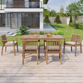 Christopher Knight Home Caitlyn Rustic 7 Piece Patio Acacia Wood Dining Set with Cushions