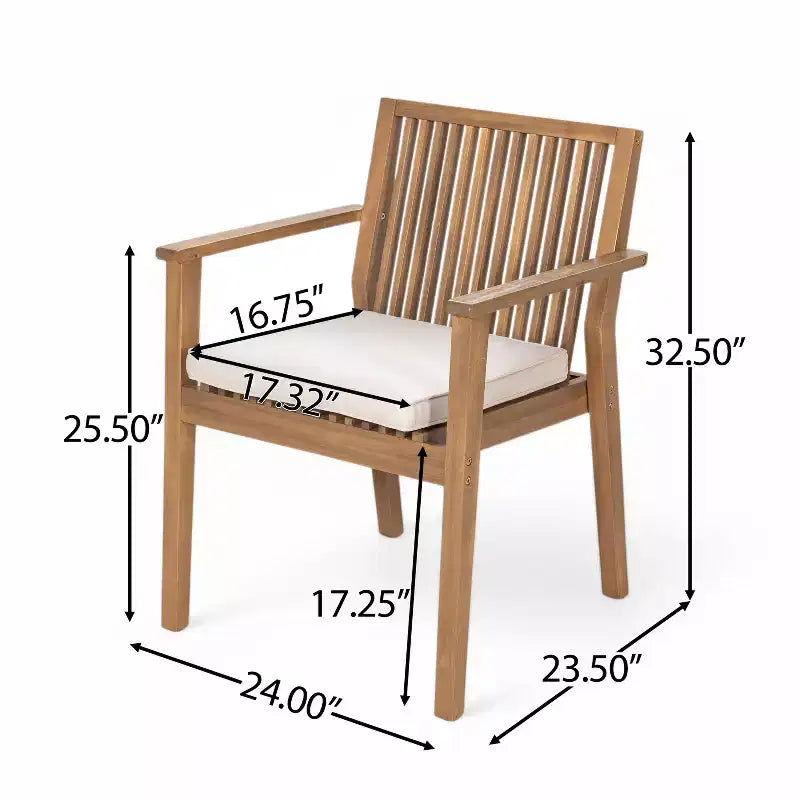 Christopher Knight Home Akshan Set da Pranzo Rustico da Esterni in Legno di Acacia, 5 Pezzi con Cuscini