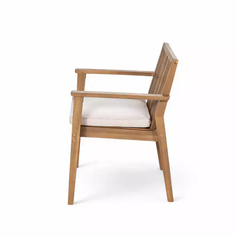 Christopher Knight Home Akshan Set da Pranzo Rustico da Esterni in Legno di Acacia, 5 Pezzi con Cuscini