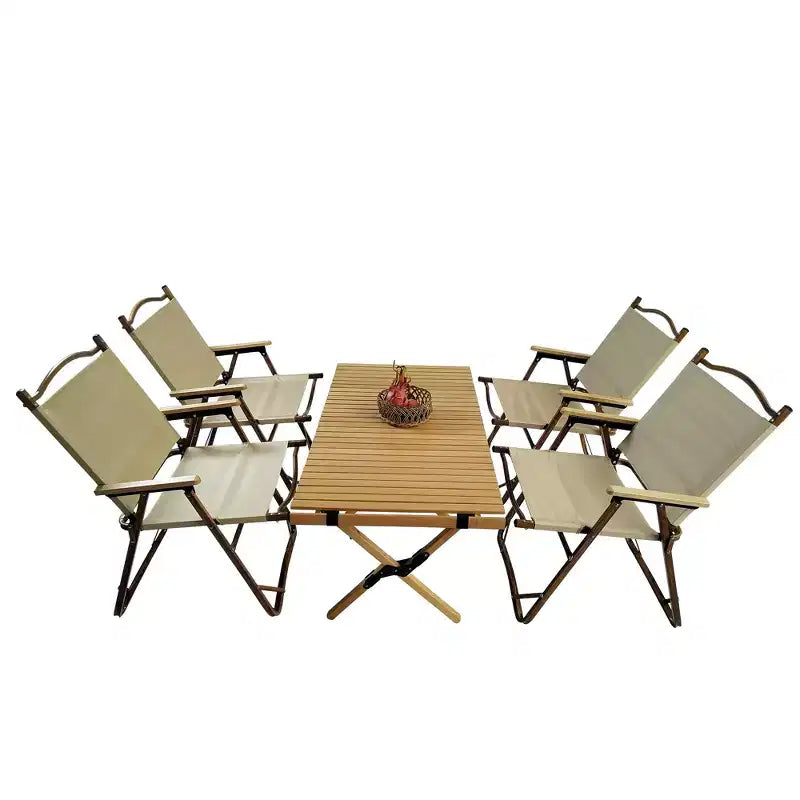 Set da pranzo MAYEERTY pieghevole 1 tavolo 4 sedie per interni ed esterni adatto ai bambini naturale
