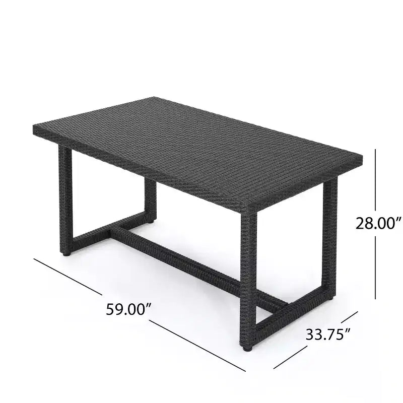 GDFStudio Avianna Salotto da pranzo in vimini per esterni a 7 posti con pouf e cuscini