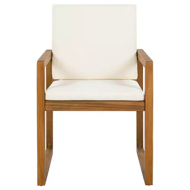 ModernLuxe Set da Pranzo per Esterni da 5 Pezzi, Mobili da Giardino con 4 Poltrone e 1 Tavolo per Giardino, Balcone, Cortile, Telaio in Legno di Acacia, Beige+Naturale