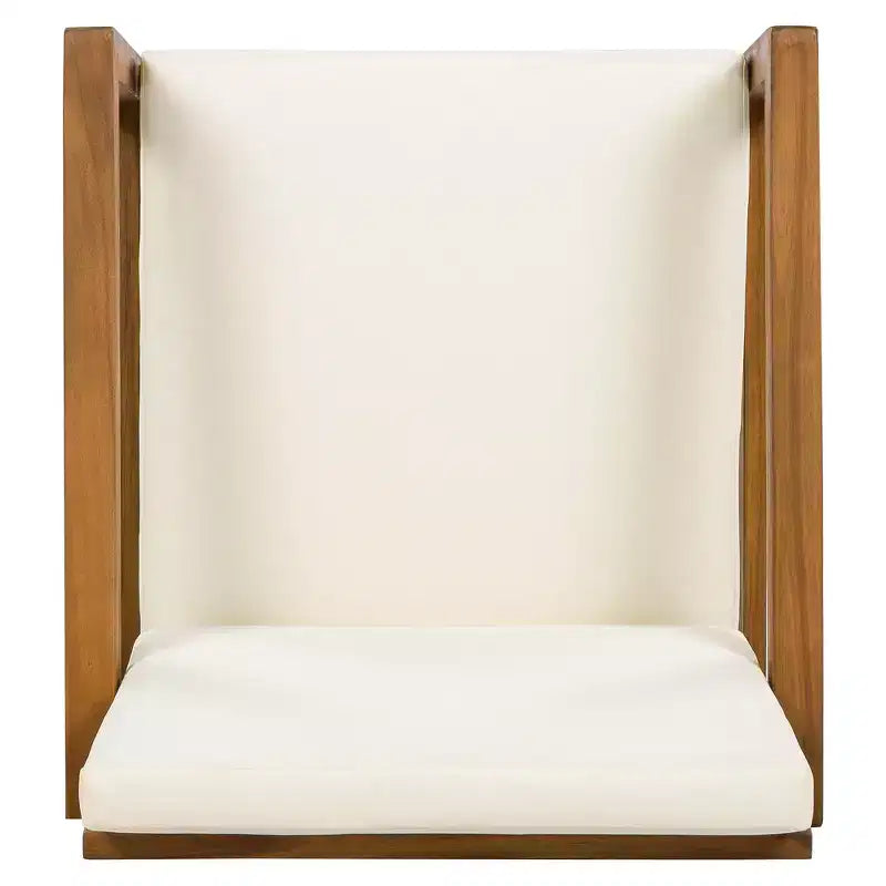 ModernLuxe Set da Pranzo per Esterni da 5 Pezzi, Mobili da Giardino con 4 Poltrone e 1 Tavolo per Giardino, Balcone, Cortile, Telaio in Legno di Acacia, Beige+Naturale