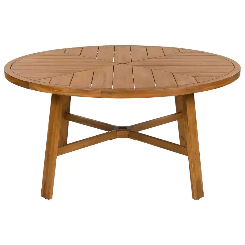 ModernLuxe Set da Pranzo per Esterni da 5 Pezzi, Mobili da Giardino con 4 Poltrone e 1 Tavolo per Giardino, Balcone, Cortile, Telaio in Legno di Acacia, Beige+Naturale