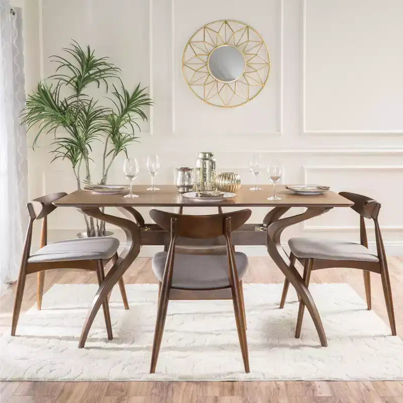 Set da pranzo da 5 pezzi Christopher Knight Home Brevard, moderno di metà secolo, con rivestimento in tessuto