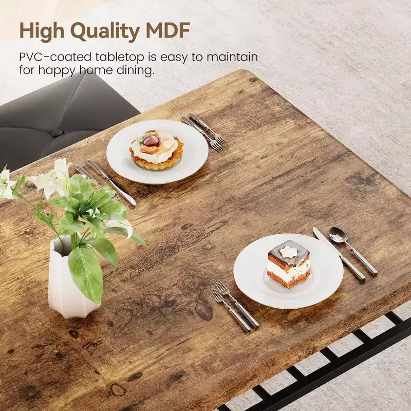 Set da 4 Pezzi con Tavolo Rettangolare da Cucina, 1 Panca Imbottita e 2 Sgabelli Quadrati
