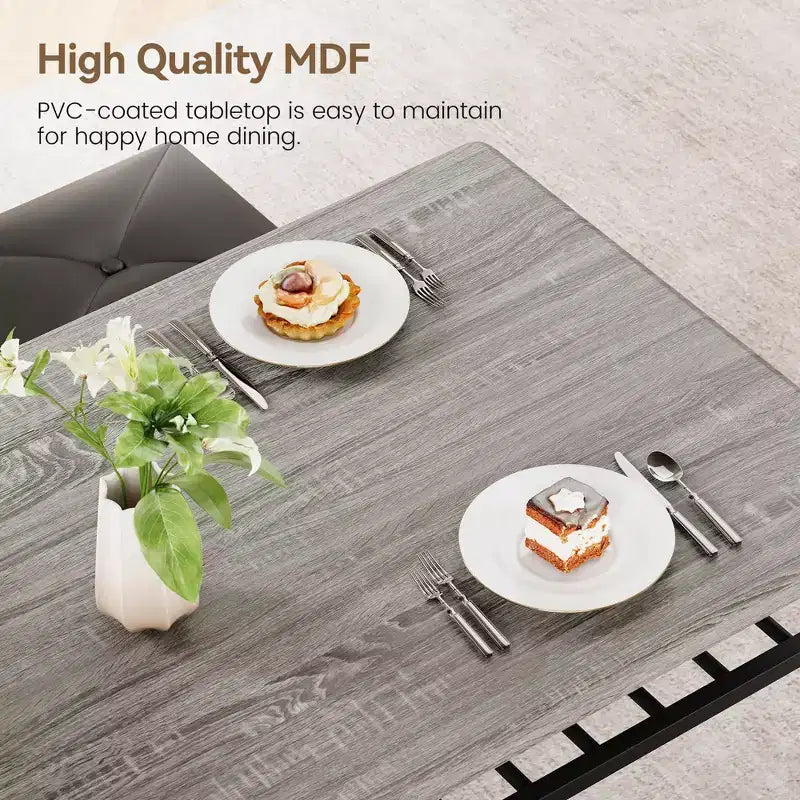 Set da 4 Pezzi con Tavolo Rettangolare da Cucina, 1 Panca Imbottita e 2 Sgabelli Quadrati