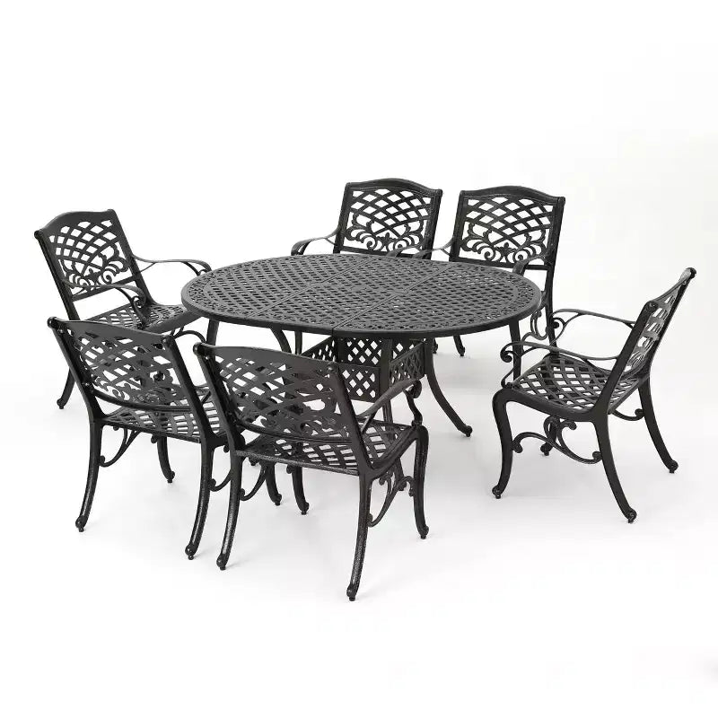 Christopher Knight Home Windley Set da Pranzo Espandibile da Esterno a 7 Pezzi in Alluminio