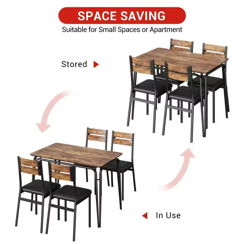Set tavolo da pranzo GustoWave 5 pezzi, con 4 sedie imbottite