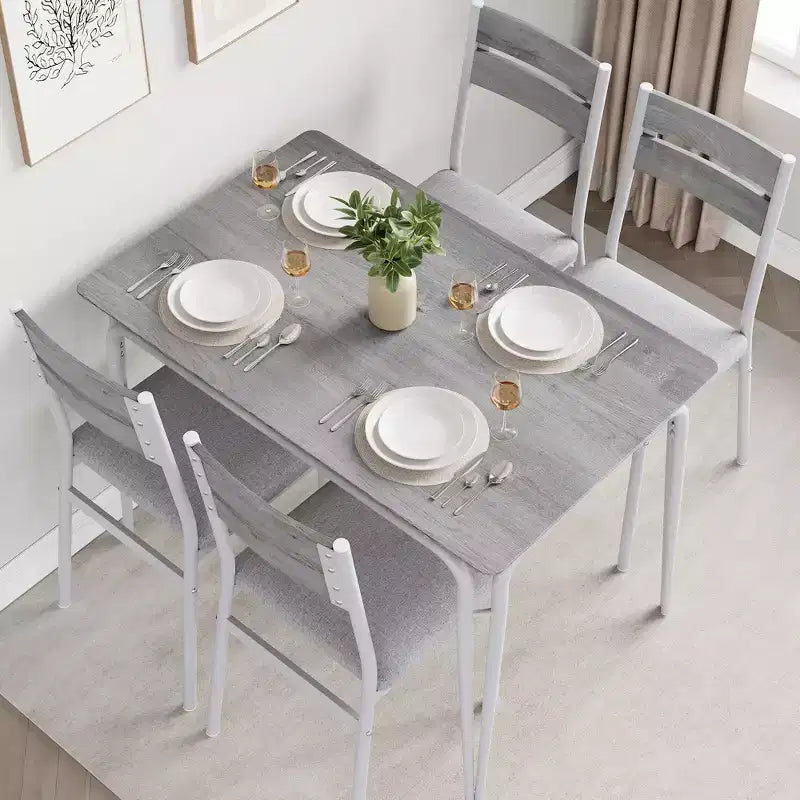Set tavolo da pranzo GustoWave 5 pezzi, con 4 sedie imbottite