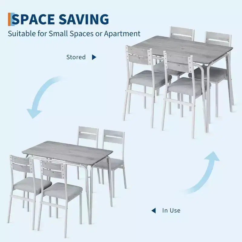 Set tavolo da pranzo GustoWave 5 pezzi, con 4 sedie imbottite