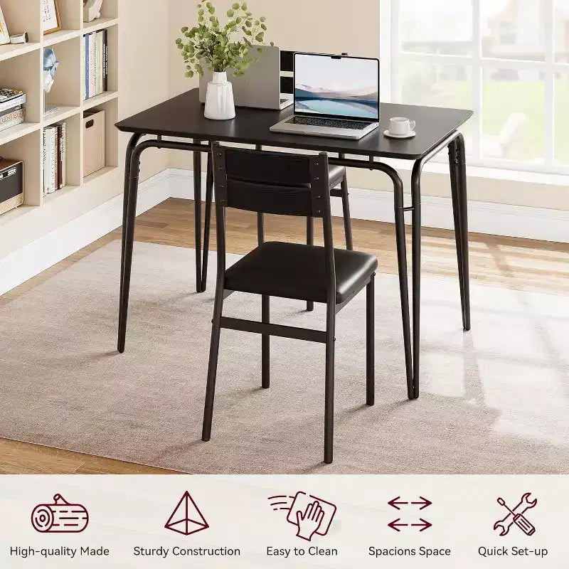 Set tavolo da pranzo GustoWave 5 pezzi, con 4 sedie imbottite