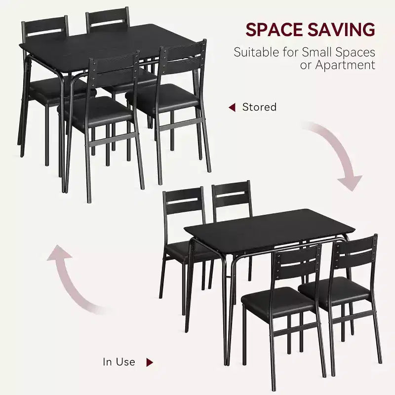 Set tavolo da pranzo GustoWave 5 pezzi, con 4 sedie imbottite