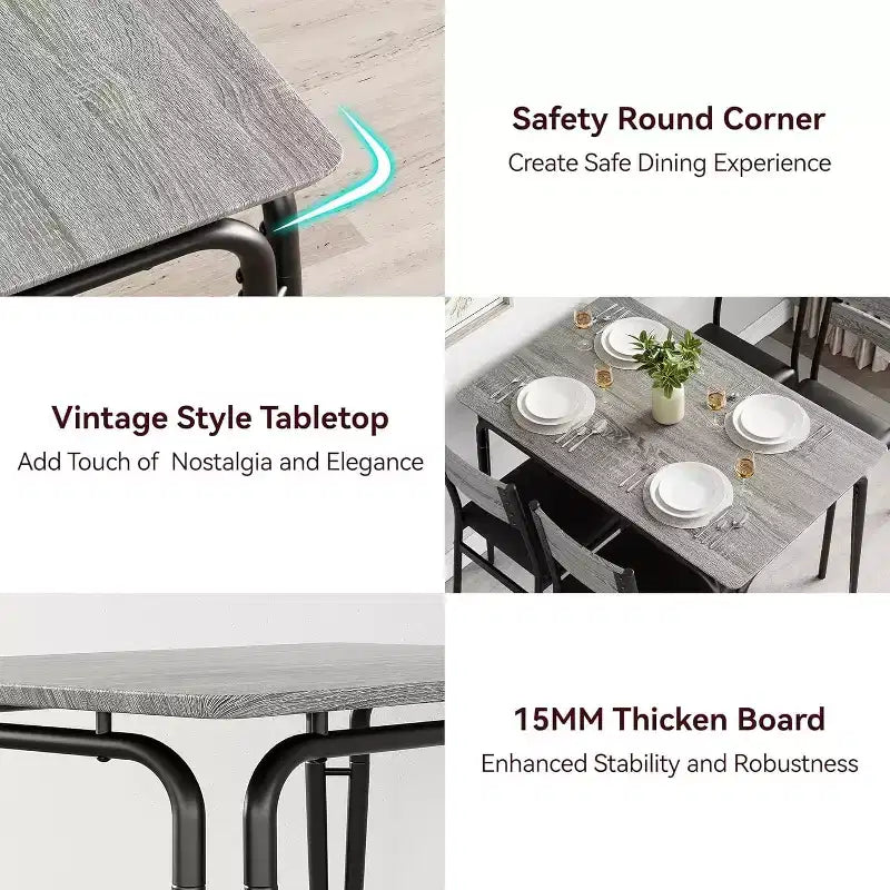 Set tavolo da pranzo GustoWave 5 pezzi, con 4 sedie imbottite