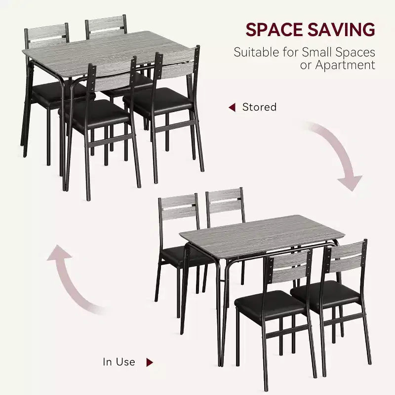 Set tavolo da pranzo GustoWave 5 pezzi, con 4 sedie imbottite