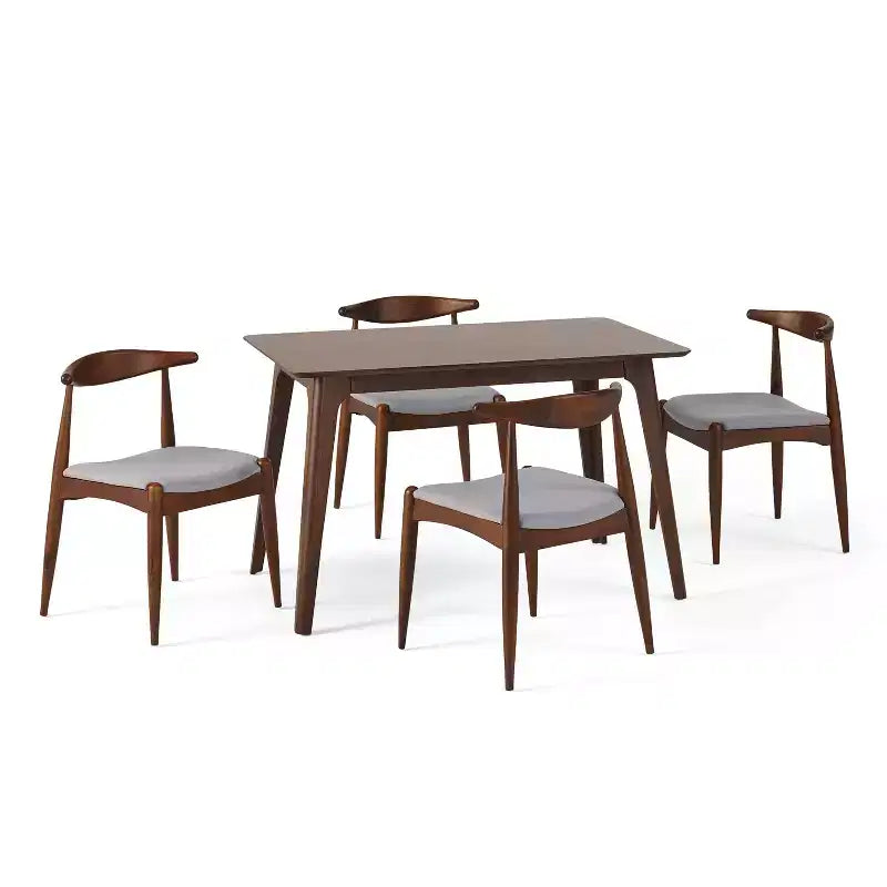 Christopher Knight Home Francie Set da Pranzo 5 Pezzi Moderno Metà Secolo Rivestito in Tessuto