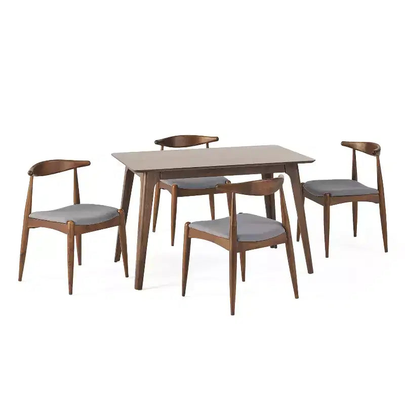 Christopher Knight Home Francie Set da Pranzo 5 Pezzi Moderno Metà Secolo Rivestito in Tessuto