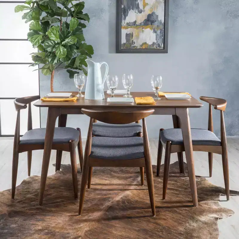 Christopher Knight Home Francie Mid Century Modern Fabric Upholstered 5 Piece Dining Set