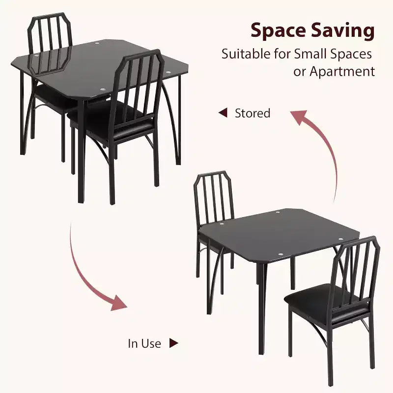 Set tavolo da pranzo per 2, Set di 2 sedie da cucina con cuscino in PU ultra confortevole, Mobili con sedie da cucina adatte per piccoli spazi