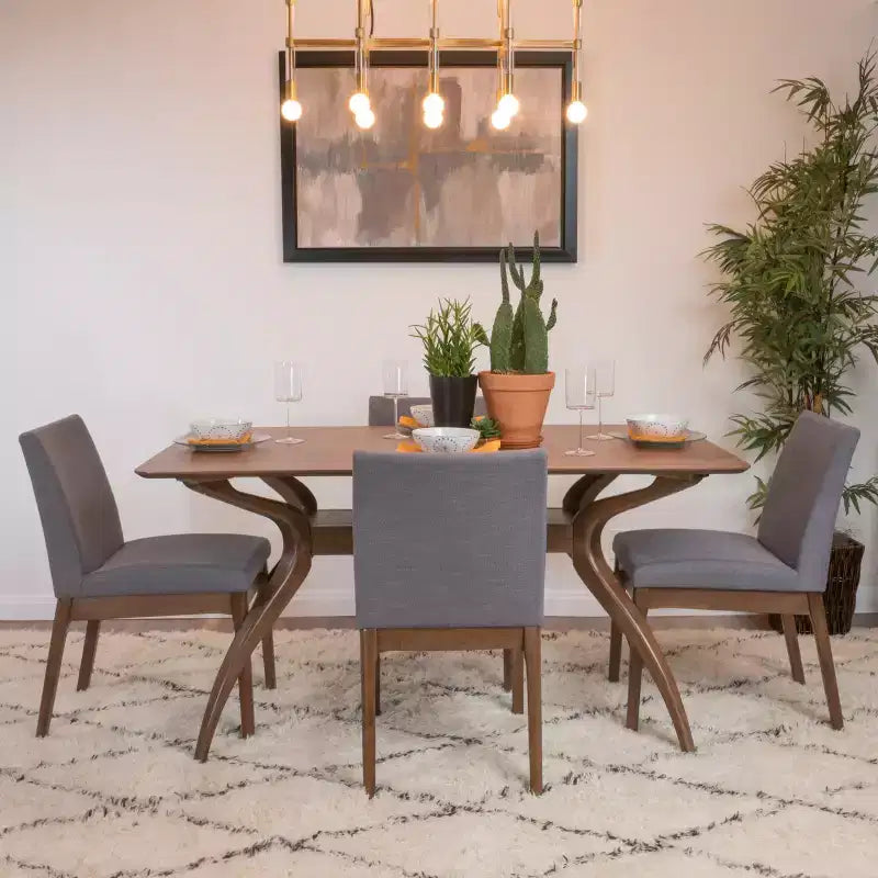 Set da pranzo 5 pezzi in tessuto imbottito Kwame Mid Century Modern Christopher Knight Home