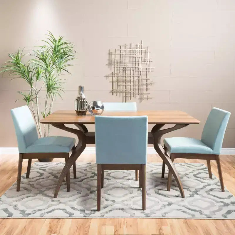 Christopher Knight Home Kwame 5-teiliges Esszimmer-Set im modernen Stil der Jahrhundertmitte mit Stoffbezug