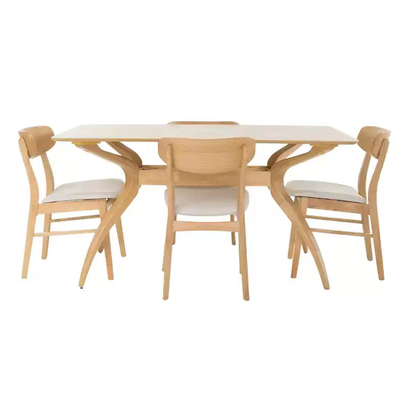 Set da pranzo Christopher Knight Home Fausett, 5 pezzi, in legno e tessuto imbottito, stile moderno di metà secolo