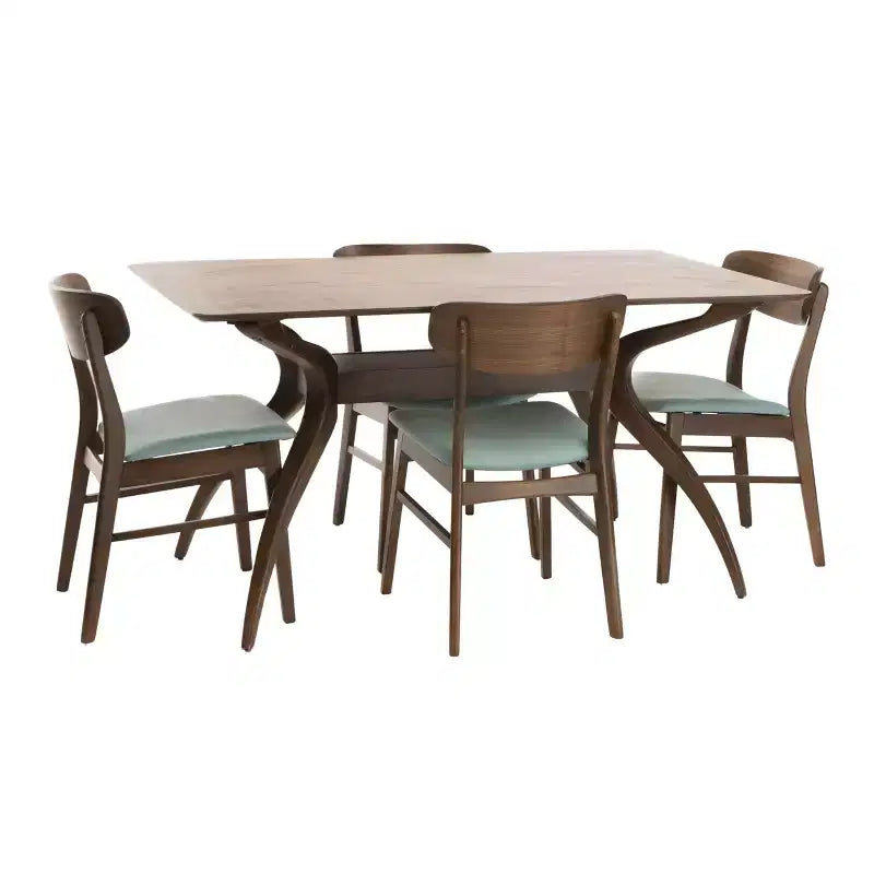Set da pranzo Christopher Knight Home Fausett, 5 pezzi, in legno e tessuto imbottito, stile moderno di metà secolo
