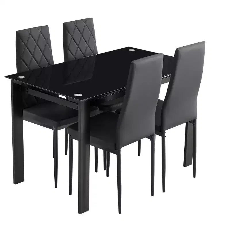 Set da pranzo MAYEERTY 7 pezzi - Tavolo rettangolare in legno e 6 sedie imbottite per riunioni di famiglia